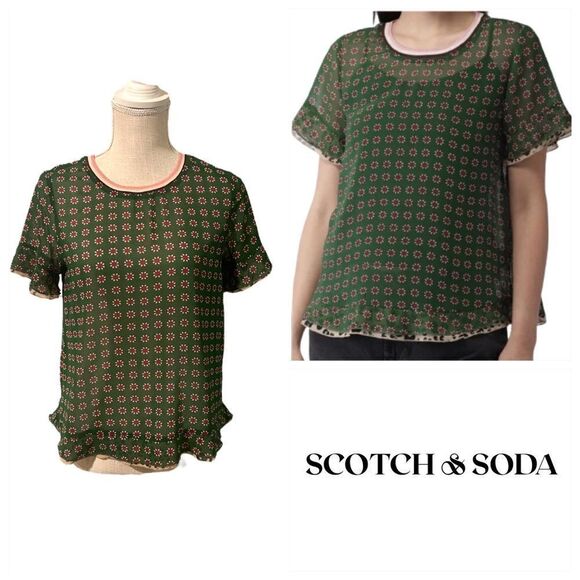 Scotch & Soda Sheer Short Sleeve Top - Picture 1 of 12